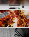40x20 inches mouse pad with fiery reds, intense combat, and titan chaos erupting across the desk for an epic Attack on Titan vibe.
