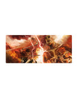 Mouse pad featuring Attack on Titan, 28x12 inches, with fiery reds, titan chaos, and brutal combat for a dramatic anime design.