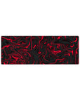 Compact 32x12 inches mouse pad with an intense red and black swirl design, featuring fluid, twisting patterns for an edgy and dramatic aesthetic.