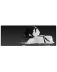 Anime mouse pad 32x12 inches featuring Aki Hayakawa from Chainsaw Man in grayscale water with a black and white aesthetic.