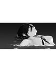 Anime desk pad 36x16 inches featuring Aki Hayakawa from Chainsaw Man in grayscale, creating a haunting and artistic atmosphere.