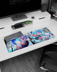 Artistic 32x12 inches mouse pad with Vegito and Gogeta, perfect for fans seeking an explosive, high-energy design for their desk.