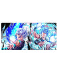 Mouse pad featuring Vegito and Gogeta in Super Saiyan Blue forms, 32x16 inches, with incredible energy and power in a dynamic design.