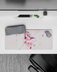 28x12 inches pastel kawaii mouse pad in soft pink and cream, cozy vibes with lavender hair accents.