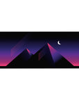 Pyramid Dreams mouse pad 36x16 with sharp geometric pyramids and neon hues for bold futuristic appeal