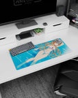 Asuna in white bikini on a 28x12 inch anime mouse pad, capturing a serene summer vibe from Sword Art Online, perfect for fans.