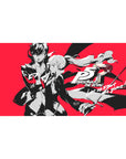 Persona 5 Royal desk pad 40x20 inches featuring Joker and Kasumi, bold design with red background and iconic red gloves.