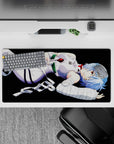 Anime mouse pad 32x16 inches featuring Rei Ayanami from Neon Genesis Evangelion, with soft cerulean hair and vivid accents.