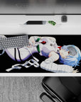 Anime desk pad 36x16 inches featuring Rei Ayanami from Neon Genesis Evangelion, showcasing her in a serene, detailed pose.