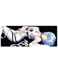 Rei Ayanami from Neon Genesis Evangelion mouse pad, 32x12 inches. Features her in lavender suit with cerulean hair and bandages.