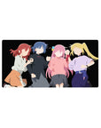 32x16 inches anime girl mouse pad with four minimalist anime girls lineup on a black background.