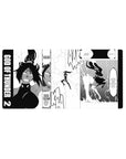 Anime mouse pad 32x16 inches featuring Yoruichi Shihoin from Bleach in Raijin Senkei form, dynamic manga panel design.
