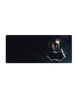 Midnight goth maid anime girl mouse pad 28x12 inches with eyepatch, ruffled dress, cross charm.