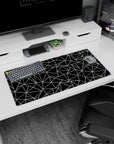 Sleek 32x16 inches mouse pad showcasing abstract polygon patterns, blending precision and style for a modern workspace aesthetic.