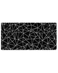 Mouse pad featuring an abstract polygon design with intricate black-and-white patterns, 32x16 inches, ideal for adding modern flair to your workspace.
