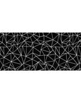Abstract polygon desk pad featuring sharp black-and-white geometric patterns, 36x16 inches, perfect for adding a sleek, modern touch to your desk.