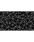 Desk pad featuring an abstract polygon design with intricate black-and-white angular patterns, 40x20 inches, perfect for adding modern geometric flair to your workspace.