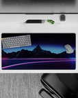 Vibrant 32x16 mouse pad combines glowing roads and neon mountains for captivating visual storytelling