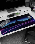 Vaporwave-inspired Neon Horizon Drive design on 40x20 mouse pad perfect for fans of digital landscapes