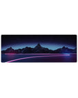 Compact Neon Horizon Drive mouse pad 32x12 with glowing roads and starry sky for sleek futuristic flair