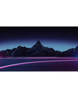 Neon Horizon Drive mouse pad 40x20 featuring glowing pink and blue roads for futuristic vaporwave style