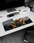 32x12 inches Gundam Unicorn desk mat featuring RX-0 Unicorn Gundam Destroy Mode staring forward in dust.