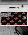 32x16 inches mouse pad with Akatsuki clouds, featuring a sleek red-and-black design for an iconic Naruto touch.