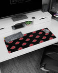 Artistic 32x12 inches mouse pad showcasing the Akatsuki cloud pattern in red and black, perfect for adding ninja style to your desk.