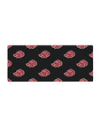 Mouse pad featuring Akatsuki clouds, 28x12 inches, with a bold red-and-black design inspired by Naruto’s rogue organization.