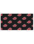 Mouse pad featuring Akatsuki clouds, 32x16 inches, with red clouds on a black background, perfect for Naruto fans.