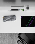 14x10 inches mouse pad featuring cyberpunk design, with sharp green and purple neon lines on a smooth black background for a tech-driven vibe.