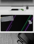 32x16 inches mouse pad with cyberpunk design, showcasing sharp neon lines in green and purple on a smooth black backdrop for a modern gaming setup.
