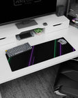 Artistic 32x12 inches mouse pad featuring cyberpunk design, with neon green and purple lines on a black backdrop for a sleek, futuristic vibe.