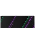 Compact 32x12 inches mouse pad with cyberpunk design, featuring sharp green and purple neon lines on a smooth black background for futuristic style.