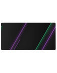 Mouse pad featuring cyberpunk design, 32x16 inches, with green and purple neon lines on a black background for a sleek, tech-inspired look.