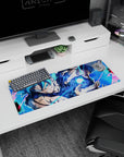 Stylish 32x12 inch mouse pad with Goku's electrifying aura, perfect for gaming or daily use setups