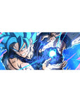 36x16 inch desk pad highlighting Goku's vibrant aura with intense energy surge for anime enthusiasts