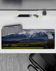 32x12 inches mouse pad with snow-capped peaks and vibrant greenery, adding a serene yet dynamic atmosphere to your workspace.