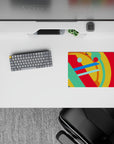 14x10 inches mouse pad featuring vibrant abstract design, with red, blue, green, and yellow strokes for an energetic and creative setup.