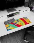 My Hero Academia mouse pad, 28x12 inches, featuring vibrant abstract design with red, blue, green, and yellow strokes for creative energy.