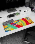 Artistic 32x12 inches mouse pad featuring vibrant abstract design, with bold strokes in red, blue, green, and yellow for creativity and energy.