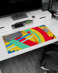 Modern 32x16 inches mouse pad featuring vibrant abstract design, with geometric red, blue, green, and yellow strokes for a lively workspace vibe.