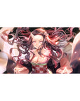 Nezuko demon form desk pad, 40x20 inches, captures her fierce transformation with glowing eyes and swirling hair.