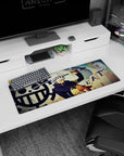 Small but impactful 32x12 mouse pad showcases Trafalgar Law's sleek style with intricate artistry