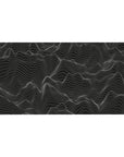 Abstract Line Wave desk mat 40x20 featuring delicate white lines on black for minimalist modern style