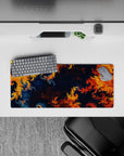 28x12 inches mouse pad with dynamic fractal patterns in fiery colors, blending chaotic energy and artistic elegance for your desk.