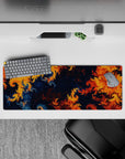 32x12 inches mouse pad with abstract fractal designs in bold colors, bringing chaotic yet mesmerizing energy to smaller workspaces.