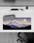 28x12 inches mouse pad with snow-capped mountains, soft purples, and grays for a calming design.