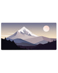 Mouse pad with snow-capped mountains, 32x16 inches, in soft purples and grays for a calming atmosphere.