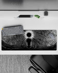 32x12 inches mouse pad showcasing Guts beneath the Eclipse, with his sword on his back and epic patterns in the sky, ideal for adding raw energy to your workspace.